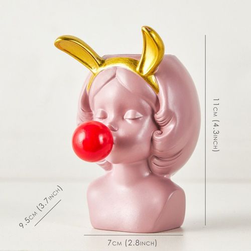 Rose -rabbit - Vase en résine de style nordique, poupée de gomme à bulles, pot de plante succulente, porte stylo de décoration moderne pour la maison, brosse de maquillage, stockage