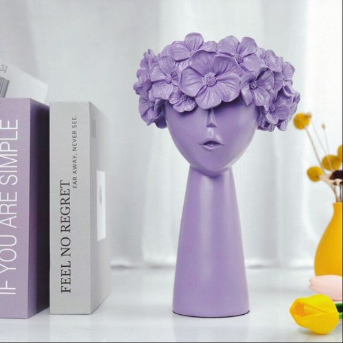 violet-l1 - Vase en résine Style européen, décoration de maison, Pot de fleur, Sculpture, Statue, porte brosse de maquillage, boîte de rangement, artisanat de bureau