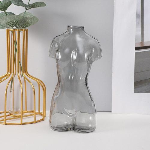 Gris - Vase en verre à fleurs séchées pour femme, Design artistique, décoration de maison en résine, accessoires de Table de salon