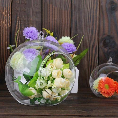 8 cm - Vase en verre à suspendre pour plante, boule de verre créative, récipient de Terrarium à fleurs, décoration de maison et de bureau, lunettes décoratives suspendues