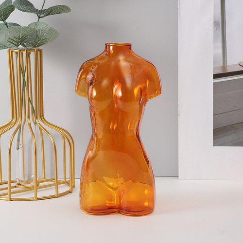 Orange - Vase en verre à fleurs séchées pour femme, Design artistique, décoration de maison en résine, accessoires de Table de salon