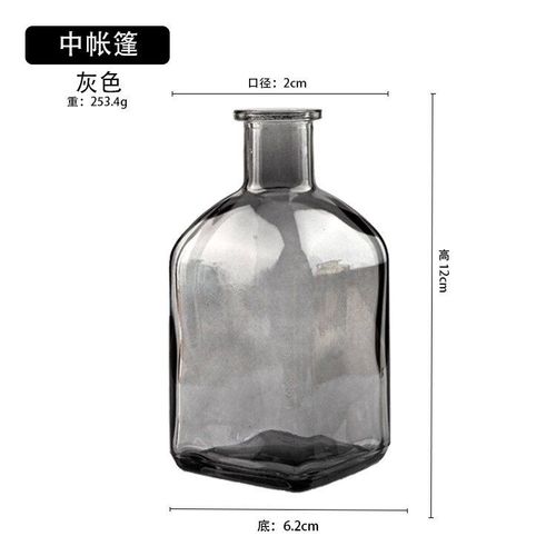 Gris de tente moyenne - Vase en verre coloré Transparent Simple, bouteille en verre, artisanat de Table, ornements, accessoires de décoration pour la maison, Vases à fleurs pour la maison