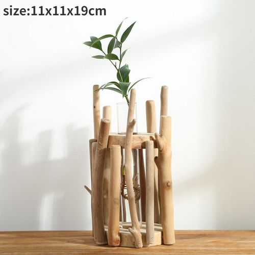 violet - Vase hydroponique en bois massif créatif, Pot de fleurs en verre décoratif pour la maison, décoration de table