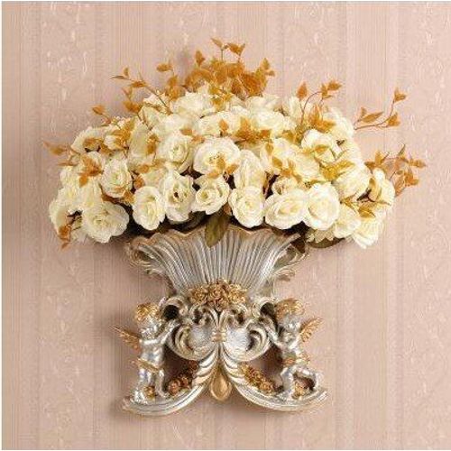 Style11 avec une fleur - Vase Mural ange en résine européenne, ancien Pot de fleur Mural, décoration artisanale, pour la maison, salon, panier autocollant