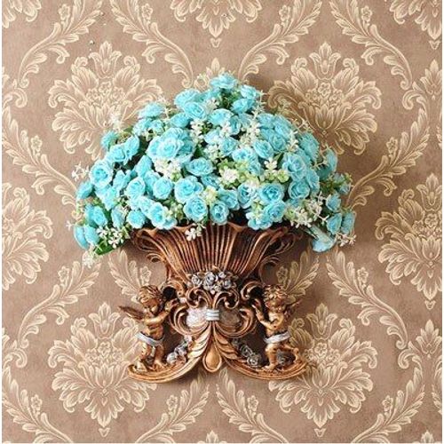 Style12 avec une fleur - Vase Mural ange en résine européenne, ancien Pot de fleur Mural, décoration artisanale, pour la maison, salon, panier autocollant