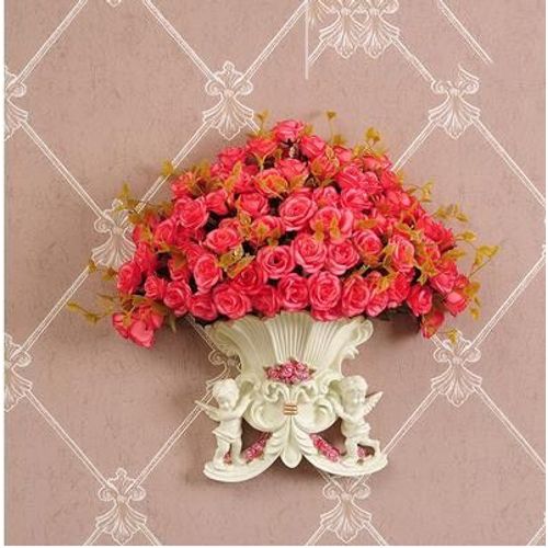 style8 avec une fleur - Vase Mural ange en résine européenne, ancien Pot de fleur Mural, décoration artisanale, pour la maison, salon, panier autocollant