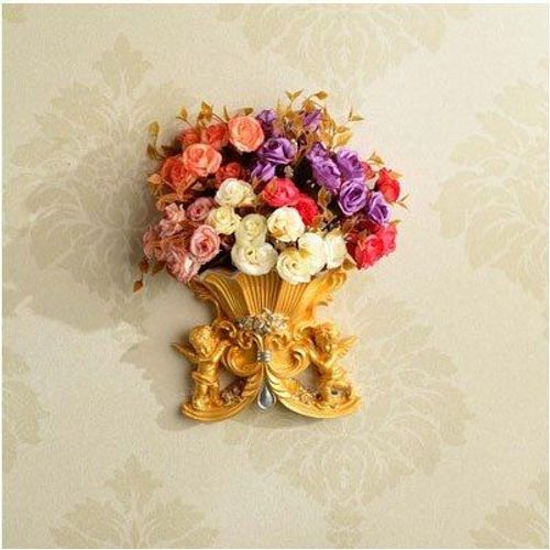Style7 avec une fleur - Vase Mural ange en résine européenne, ancien Pot de fleur Mural, décoration artisanale, pour la maison, salon, panier autocollant