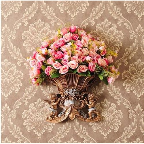 Style25 avec une fleur - Vase Mural ange en résine européenne, ancien Pot de fleur Mural, décoration artisanale, pour la maison, salon, panier autocollant