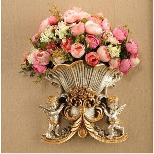 style22 avec fleur - Vase Mural ange en résine européenne, ancien Pot de fleur Mural, décoration artisanale, pour la maison, salon, panier autocollant