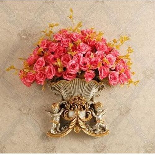 Style20 avec une fleur - Vase Mural ange en résine européenne, ancien Pot de fleur Mural, décoration artisanale, pour la maison, salon, panier autocollant