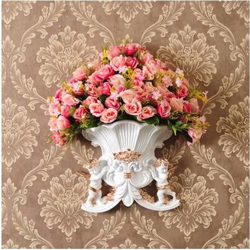 style 19 avec fleur - Vase Mural ange en résine européenne, ancien Pot de fleur Mural, décoration artisanale, pour la maison, salon, panier autocollant