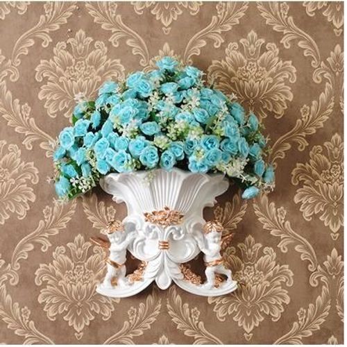 Style18 avec une fleur - Vase Mural ange en résine européenne, ancien Pot de fleur Mural, décoration artisanale, pour la maison, salon, panier autocollant