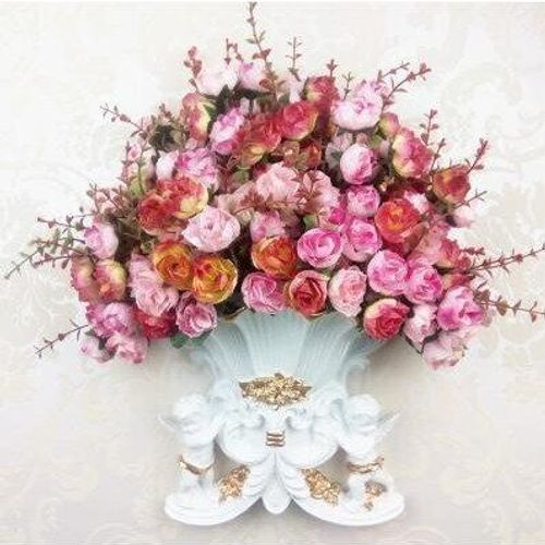 Style15 avec une fleur - Vase Mural ange en résine européenne, ancien Pot de fleur Mural, décoration artisanale, pour la maison, salon, panier autocollant