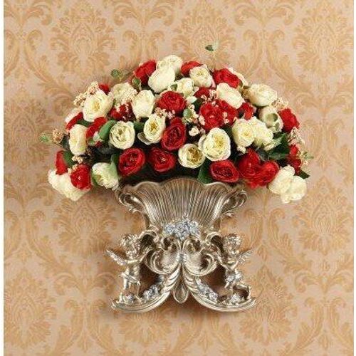 style 13 avec fleur - Vase Mural ange en résine européenne, ancien Pot de fleur Mural, décoration artisanale, pour la maison, salon, panier autocollant