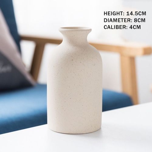 L-beige - Vase Pastoral Nordique en Céramique Simple Givrée de Style Rétro, Décoration'Ameublement Créatif Artisanal pour la Maison
