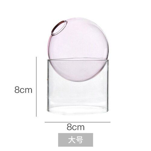 Rose-8cm - Vase rond en verre coloré hydroponique Style INS, décoration nordique pour la maison, décoration de salon, Mini Vases en verre, décor de table