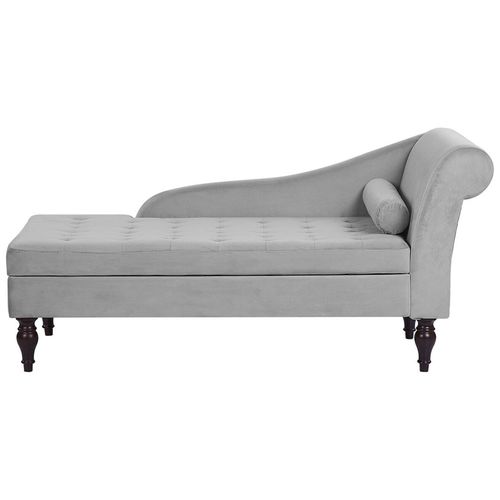 Chaise Longue En Velours Gris Clair Avec Rangement Pessac Ii