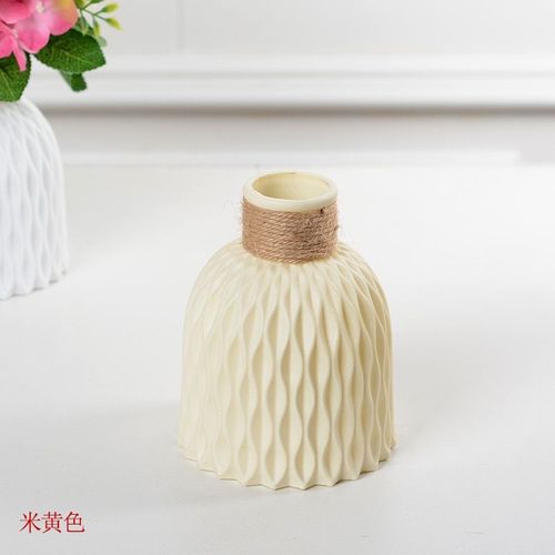 H beige - Vases à fleurs en plastique, décoration de maison, Vases en céramique incassable, Arrangement'imitation, panier de décoration moderne de mariage européen
