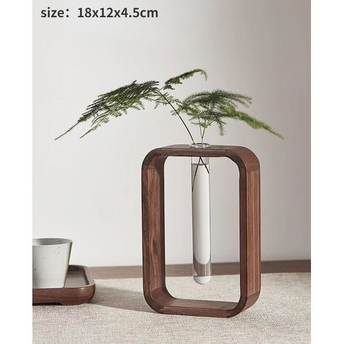 Rose violette - Vases à plantes hydroponiques en bois, Pot de fleur Vintage, Vase Transparent, cadre en bois, plantes de table en verre, décor de bonsaï pour la maison