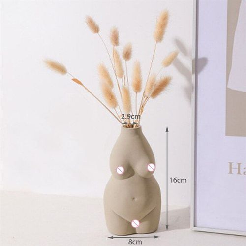 Gris - Vases En Céramique En Forme De Corps, Décoration De Maison, Base À Fleurs, Ornements De Bureau, Buste En Porcelaine, Artisanat De Décoration De Salle