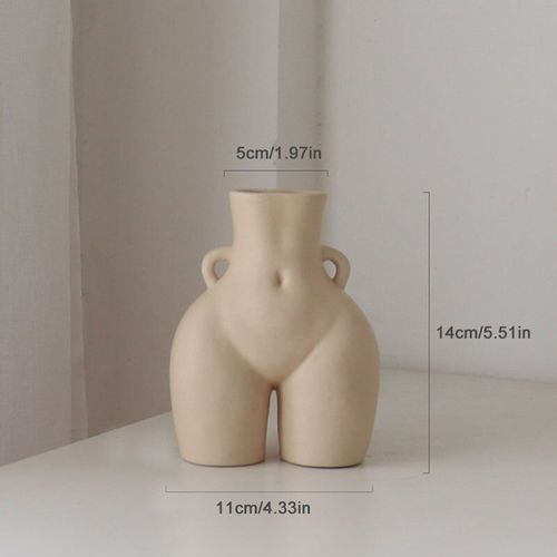 Petit beige mate - Vases en céramique pour corps humain, accessoires de bureau, Table à manger, Arrangement de fleurs, récipient, Vases de fleurs séchées, décoration de la maison