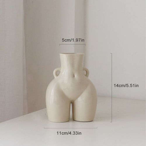 Petit beige brillant - Vases en céramique pour corps humain, accessoires de bureau, Table à manger, Arrangement de fleurs, récipient, Vases de fleurs séchées, décoration de la maison