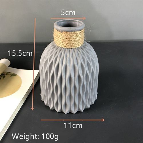 Gris - Vases en plastique modernes, Vase à fleurs européen Anti céramique, décorations de salle, ornements incassables pour la maison, Arrangement de panier de fleurs