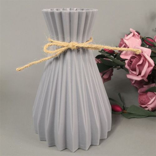 Gris - Vases en plastique modernes, Vase à fleurs européen Anti céramique, décorations de salle, ornements incassables pour la maison, Arrangement de panier de fleurs