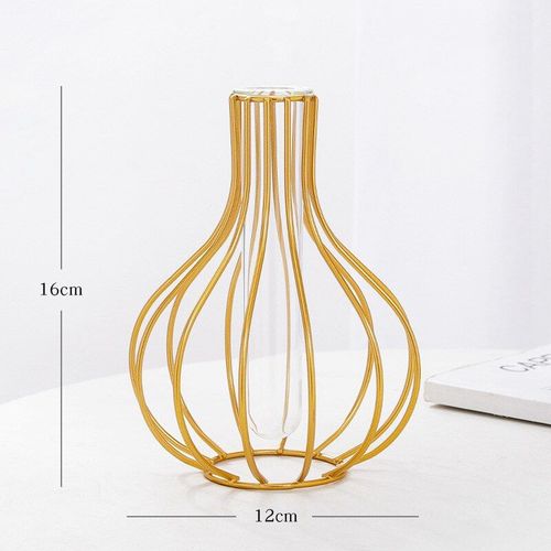 Doré 1 - Vases en verre de Style nordique, cadre en fer Simple, support de Pot de fleur, ornement de bouteille en métal pour décoration de maison
