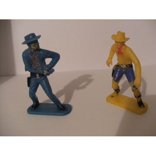 2 Figurines Plastique -Far West - Cow Boys Le Duel - Années 70/80 -