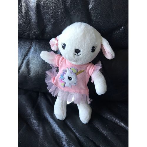 Doudou Mouton Blanc Rose Licorne Tutu H&m 22cm