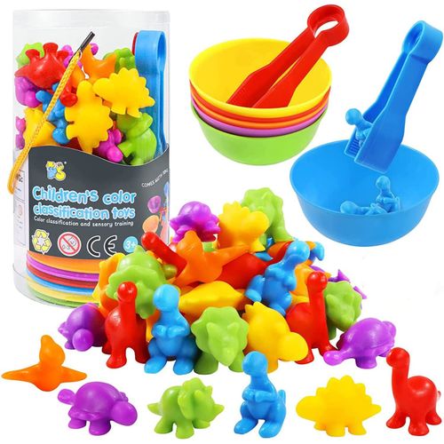 Jeux Montessori 2 3 4 5 Ans, Dinosaure Jouet Pour Comptage Et Tri Jeu Les Couleurs Compter Jouet Enfant Cadeau Garcon Fille 2-5 Ans