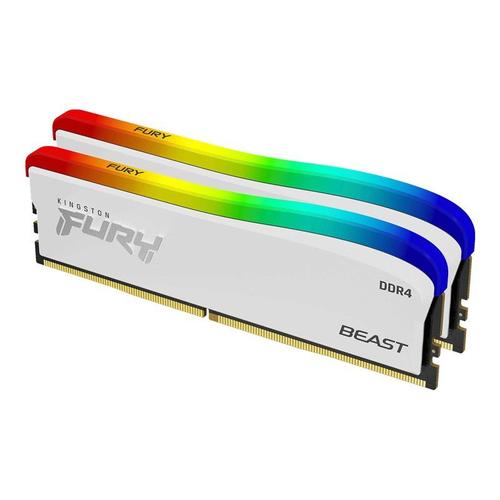 Kingston FURY Beast - Édition spéciale RVB - DDR4 - kit - 16 Go: 2 x 8 Go - DIMM 288 broches - 3200 MHz / PC4-25600 - CL16 - 1.35 V - mémoire sans tampon - non ECC - blanc