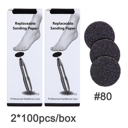 200pc Grit 80 - Papier De Ponçage Électrique Remplaçable Avec Disque, Pour Pédicure, Dissolvant De Callosités, Peau Morte, Ponçage Des Pieds 