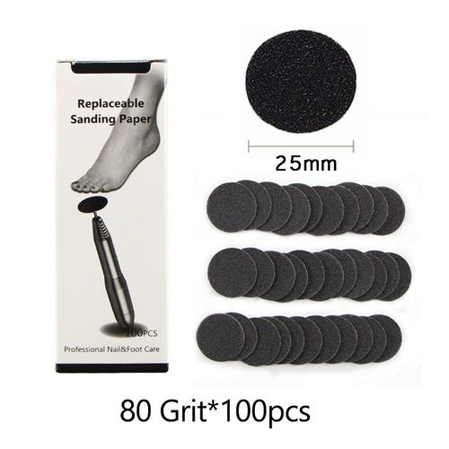 80grit 1 Boîte (100pc) - Papier De Verre Remplaçable Pour Ponceuse Électrique Des Pieds, Dissolvant De Callosités, Outils De Pédicure, Peau Craquelée Et Dure 