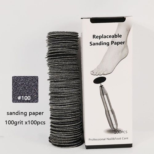 100grit 1 Boîte (100pc) - Papier De Verre Remplaçable Pour Ponceuse Électrique Des Pieds, Dissolvant De Callosités, Outils De Pédicure, Peau Craquelée Et Dure 