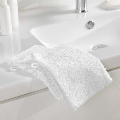 Lot De 2 Gants De Toilette "Tendresse" 15x21cm Blanc