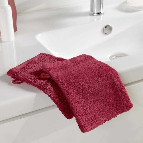 Lot De 2 Gants De Toilette "Tendresse" 15x21cm Rubis
