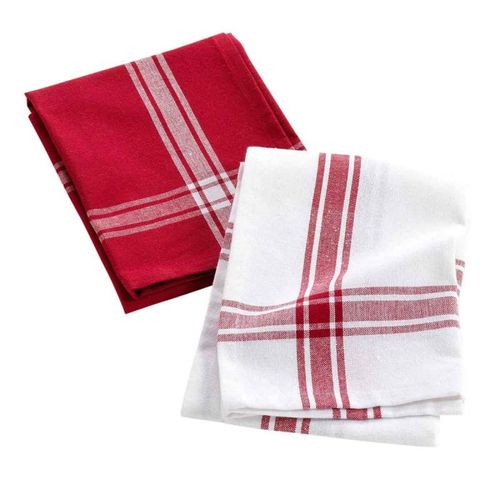 Lot De 2 Torchons "Cuisiline" 50x70cm Bordeaux