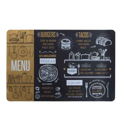 Set De Table Imprimé "Brasserie" 28x43cm Or