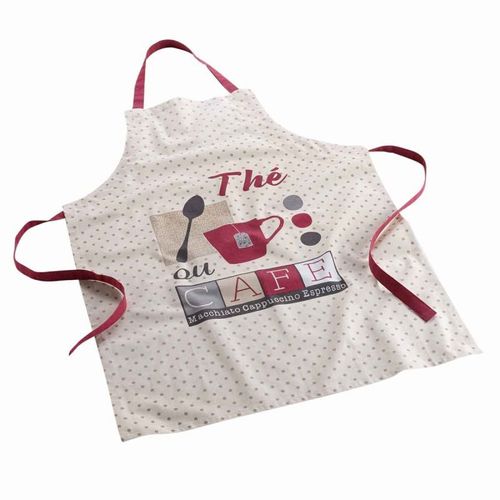 Tablier De Cuisine Imprimé "Déjeuner" 84cm Taupe