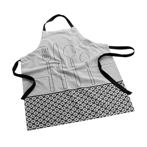 Tablier En Coton Recyclé "Cuisiline" 84cm Gris Chiné