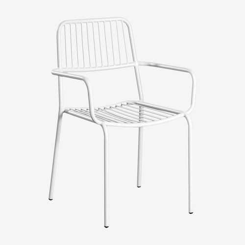 Pack De 4 Chaises De Salle À Manger Empilables Avec Accoudoirs Elton Blanc Gardenia