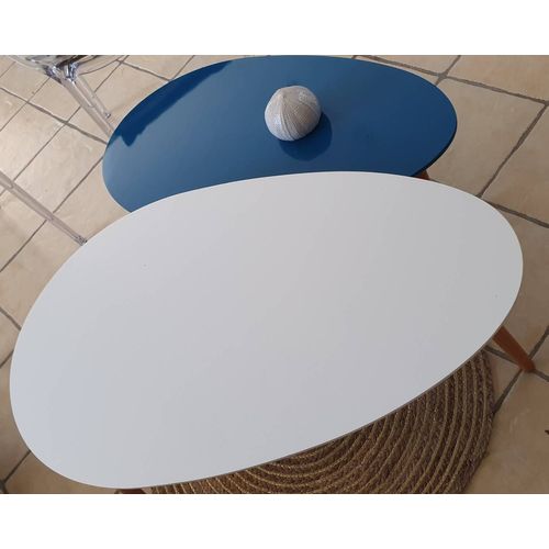 2 Tables Gigognes Style Scandinave Blanc Et Bleue