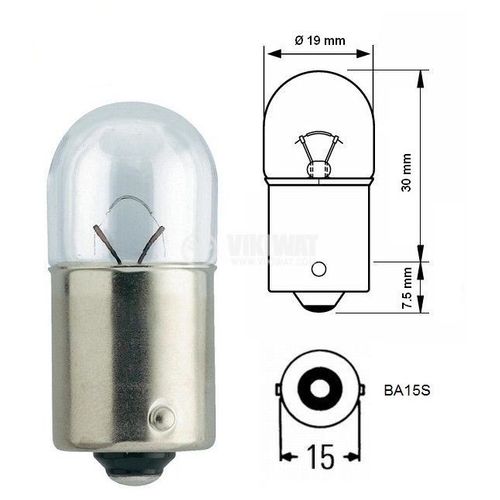 10 AMPOULES R5W, 24 VOLTS 5 WATTS CULOT BA15S