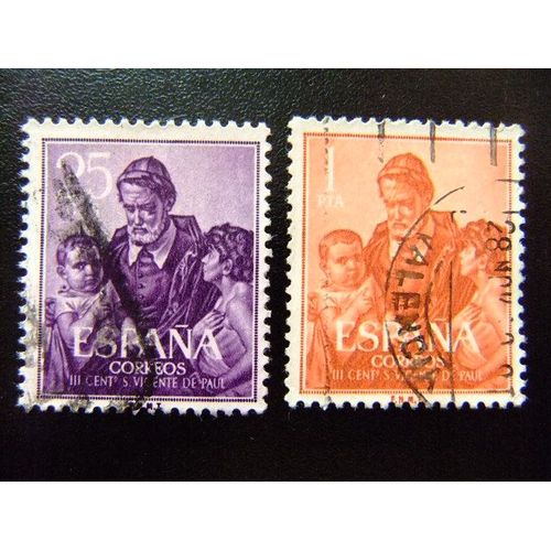 30 Espagne 1960 / Vincent De Paul / Edifil 1296 / 1297 Fu Yvert 977 / 978 Fu