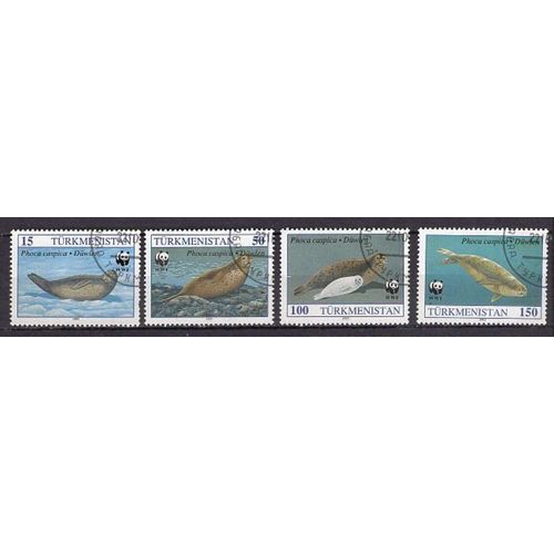 Turmenistan 1993 Animaux Wwf Les Phoques Serie Complete Oblitere