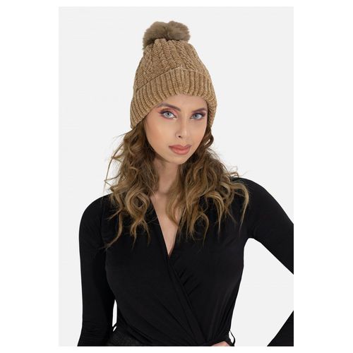 Bonnet Avec Doublure Polaire Et Pompon Beige Femme