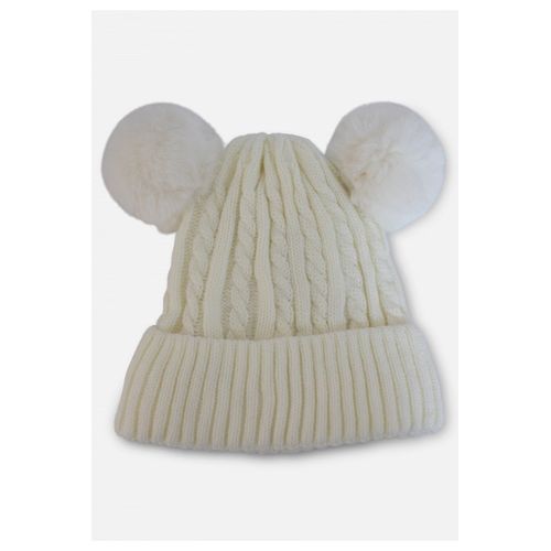 Bonnet Avec Doublure En Polaire Et Pompon Blanc Femme