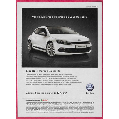 Publicité Papier - Voiture Volkswagen Scirocco De 2010
